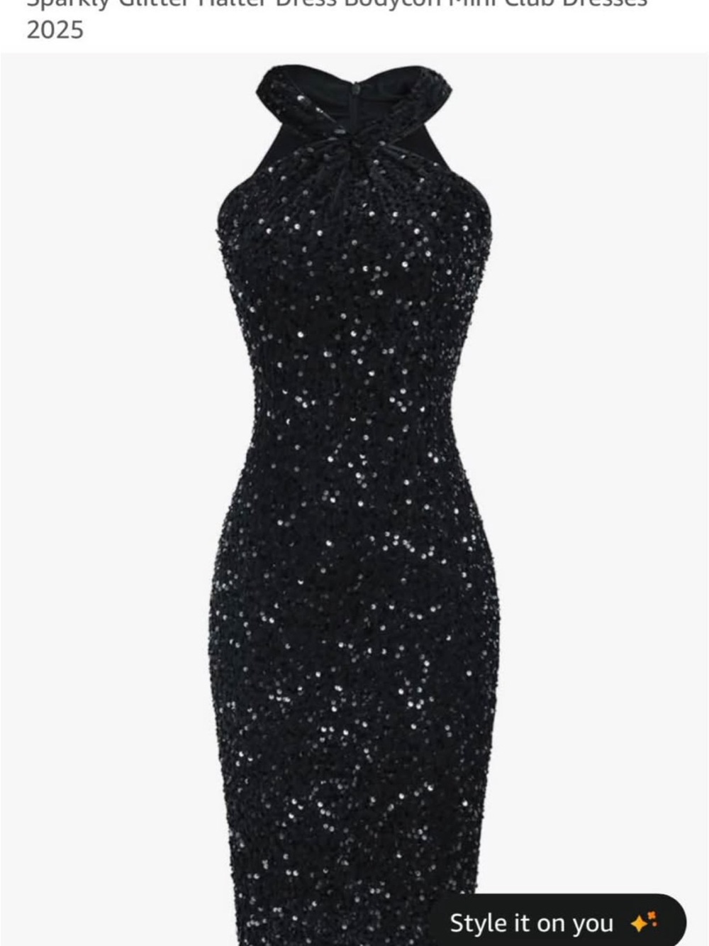 Grace Karin Black Sequin Halter Bodycon Mini Dress
